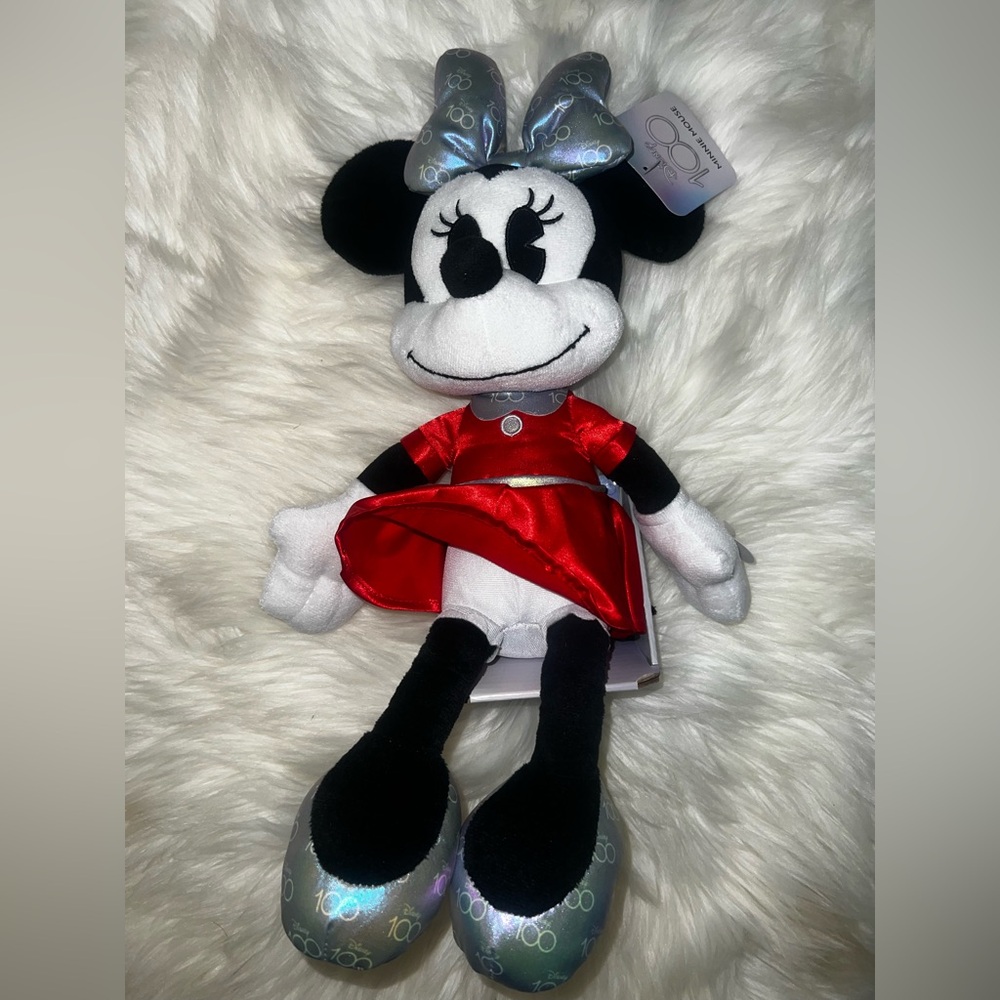 Disney Minnie Mouse Plush with Shimmering Silver Accents 100th anniversary
